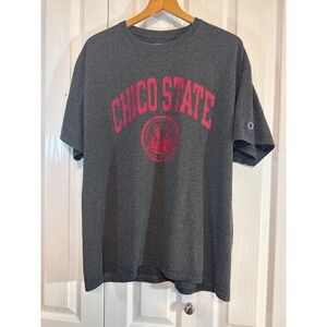 Champion‎ Chico State University T-Shirt Mens XL Charcoal Gray Pink Graphic Tee